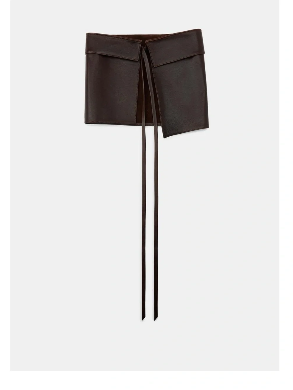 NWT Zara Brown 100% Leather Skirt Belt Size 32 Viral Wrap Waist Belt  1736/004/7